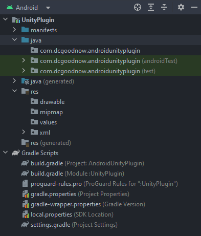 Screenshot showing properly configured Project window in Android Studio